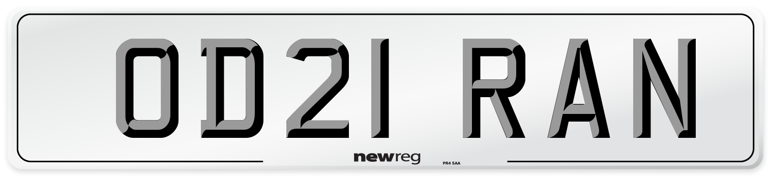 OD21 RAN Number Plate from New Reg